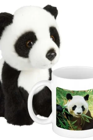 Cadeauset panda knuffel - pluche - 18 cm - drinkbeker 300 ml Betrouwbaar
