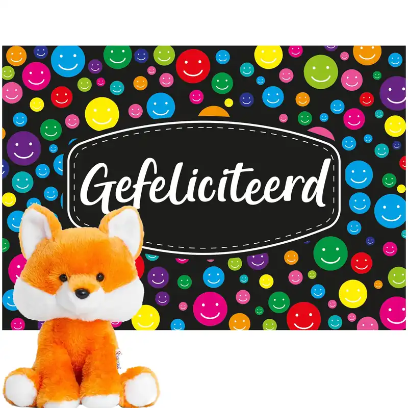 Keel Toys vos knuffel - oranje pluche - 14 cm - met kaart Koopje