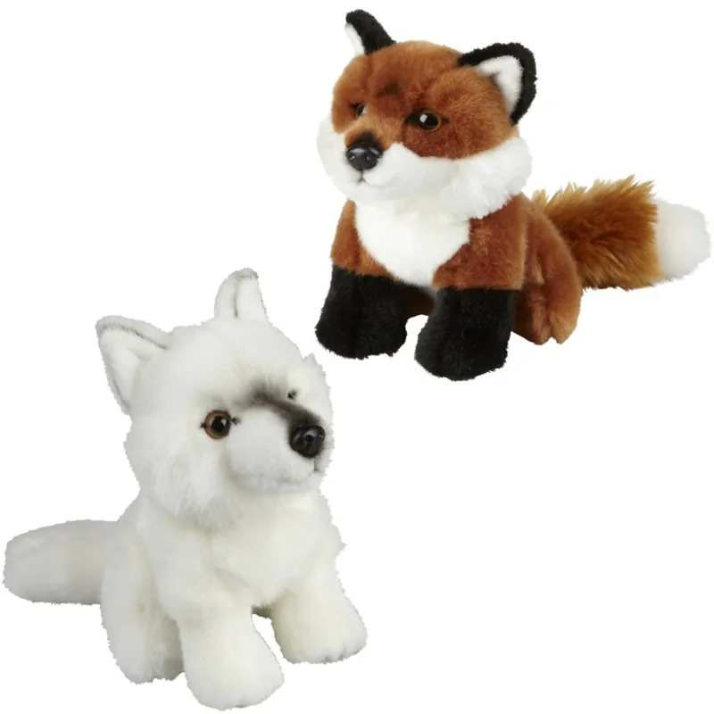 Flitsaanbieding Knuffeldieren set vos en wolf - pluche - 18 cm