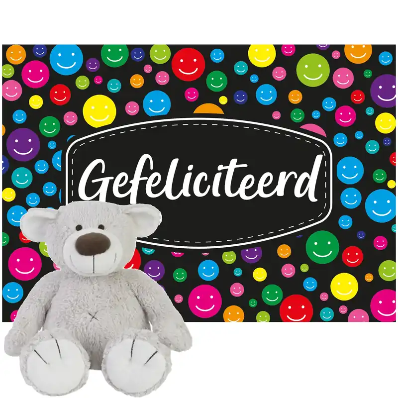 Happy Horse Baggio beer knuffel - pluche - 22 cm - met kaart Speciale Aanbieding