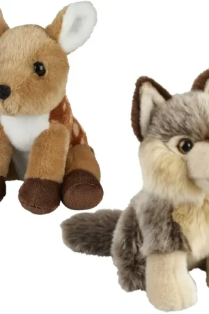 Beste Prijs Ravensden knuffeldieren set - wolf en hertje - pluche - 18 cm