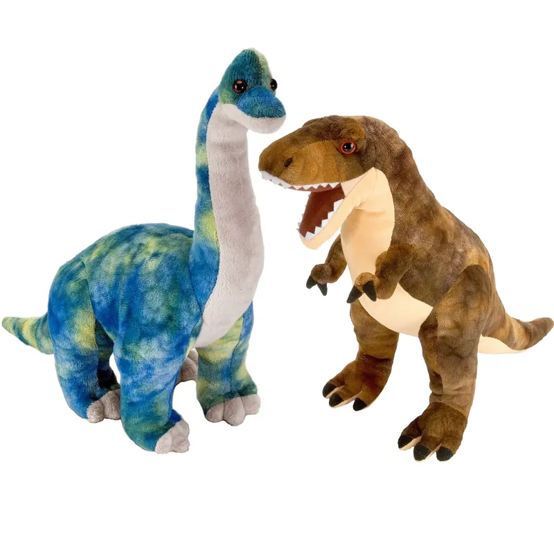 Wild Republic dinosaurus knuffels - pluche - 25 cm - T-rex en Brachiosaurus Weekendaanbieding