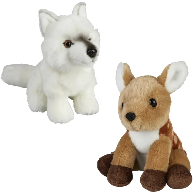 Korting Ravensden knuffeldieren set - wolf en hertje - pluche - 18 cm