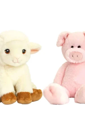 Pluche varken en lammetje knuffel - boerderijvriendjes - 18 cm Hoge Kwaliteit