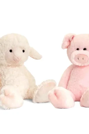 Pluche varken en lammetje knuffel - boerderij vriendjes - 18 cm Laatste Versie