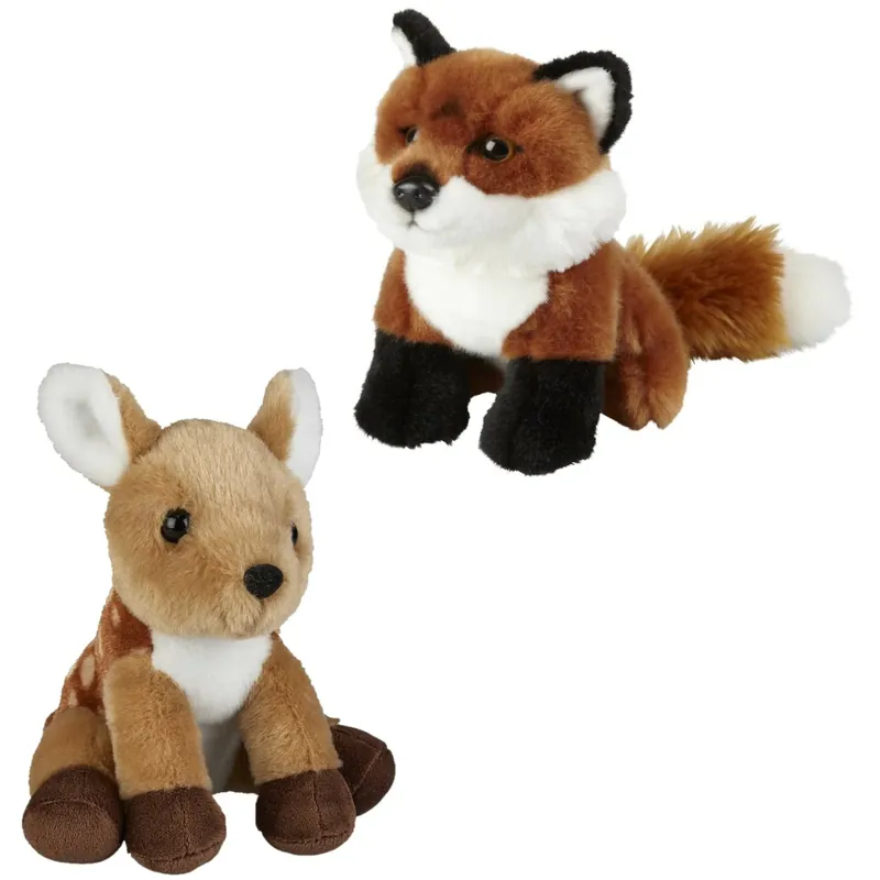 Gecertificeerd Ravensden knuffeldieren set - vos en hertje - pluche - 18 cm