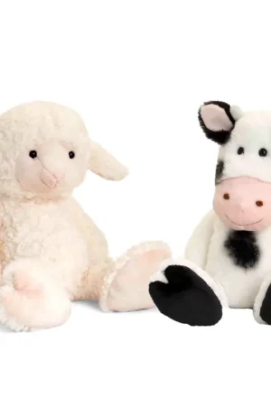 Aanbieding Lammetje en koe knuffel - pluche - 18 cm - boerderijvriendjes