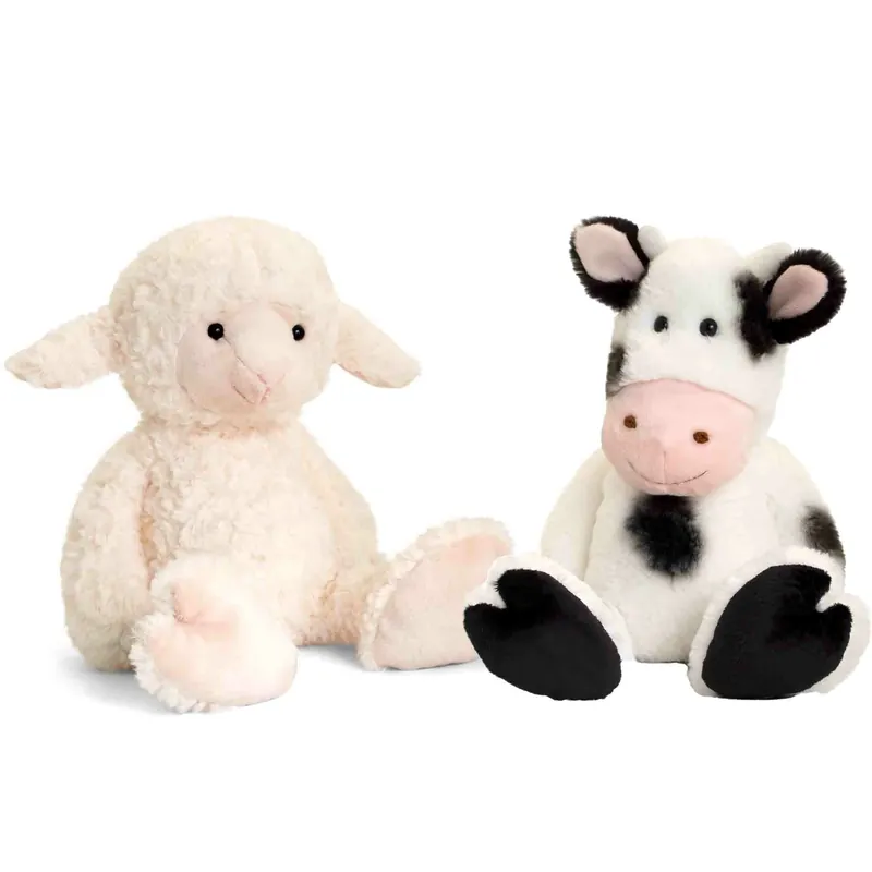 Aanbieding Lammetje en koe knuffel - pluche - 18 cm - boerderijvriendjes