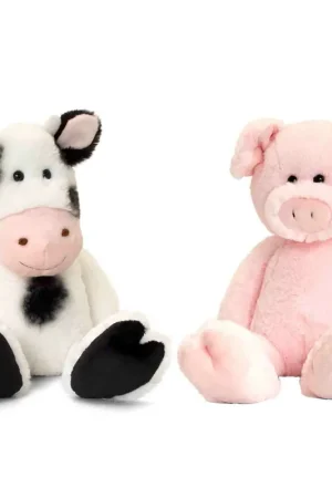 Beperkte Voorraad Pluche varken en koe knuffels - boerderij vriendjes - 18 cm