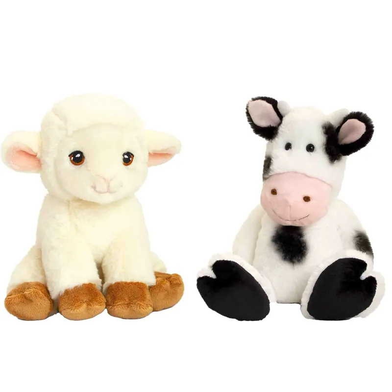 Tijdelijk Beschikbaar Pluche koe en lammetje knuffel - boerderij vriendjes - 25 cm