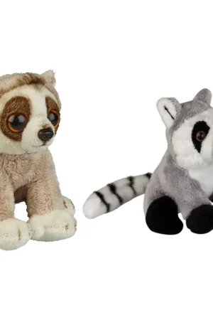 Uitverkoop Bosdieren pluche knuffels - Maki aapje en luiaard - 15 cm