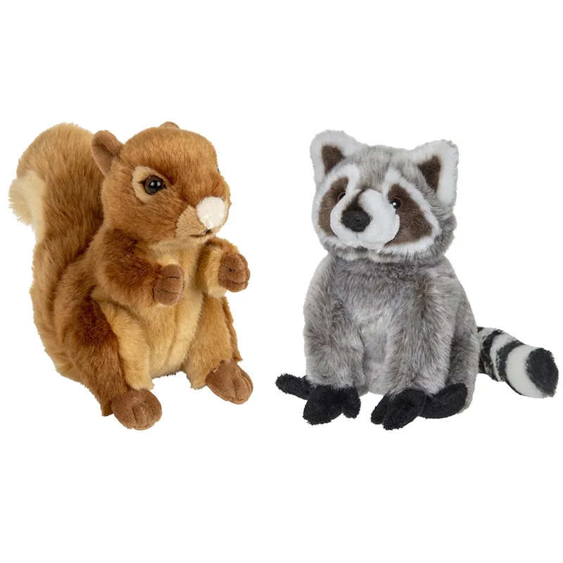 Superprijs Bosdieren pluche knuffels - eekhoorn en wasbeer - 18 cm