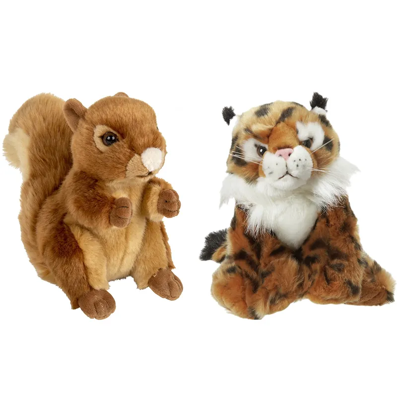 Bosdieren knuffels - pluche - eekhoorn en lynx - 18 cm Exclusieve Aanbieding