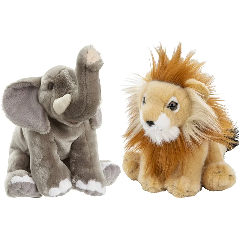 Koop Online Pluche knuffel set leeuw en olifant - 18 cm - 2 stuks