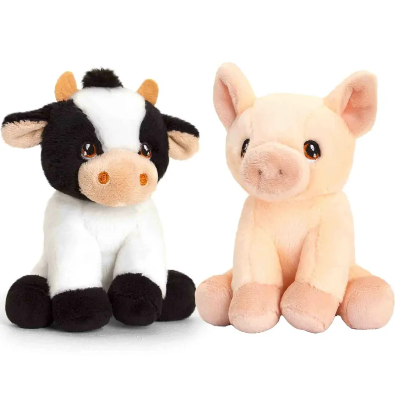 Pluche varken en koe knuffel - boerderij vriendjes - 12 cm Veilige Betaling