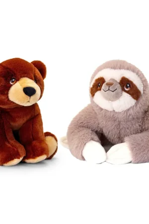 Nu Kopen Pluche knuffels luiaard en bruine beer - 25 cm - combi-set