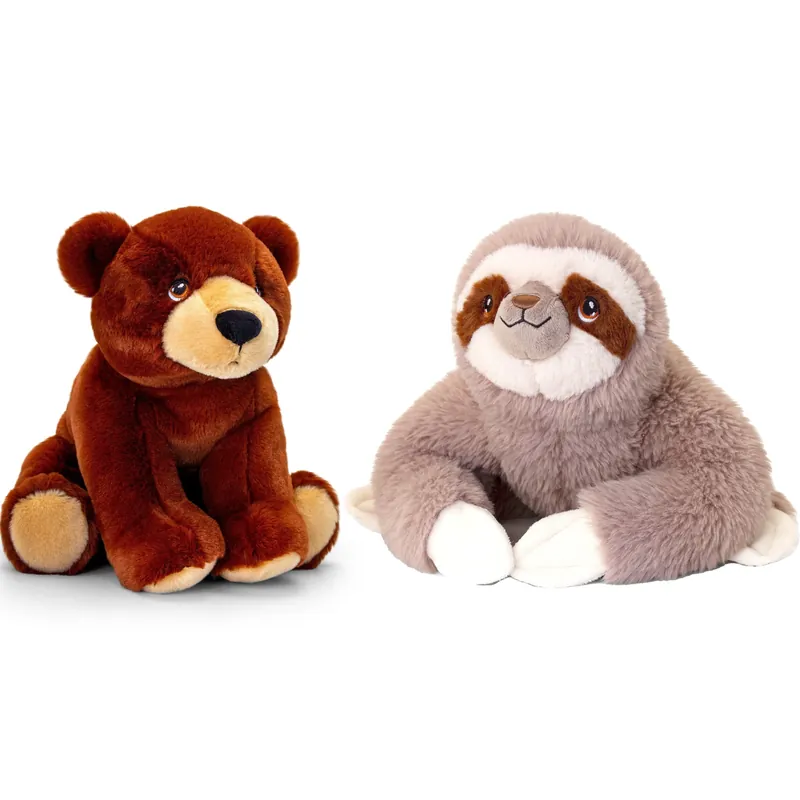 Nu Kopen Pluche knuffels luiaard en bruine beer - 25 cm - combi-set