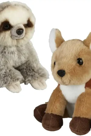 Beperkt Aanbod Ravensden knuffeldieren set - pluche - 18 cm - luiaard en hertje