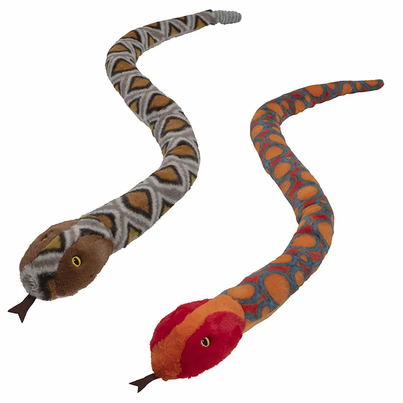 Pluche slangen knuffels - 2 stuks - 150 cm - regenboog boa - gevlekte ratelslang Beste Prijs