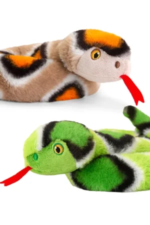 Bestel Nu Pluche slangen knuffel - bruin en groen - 65 cm - set van 2