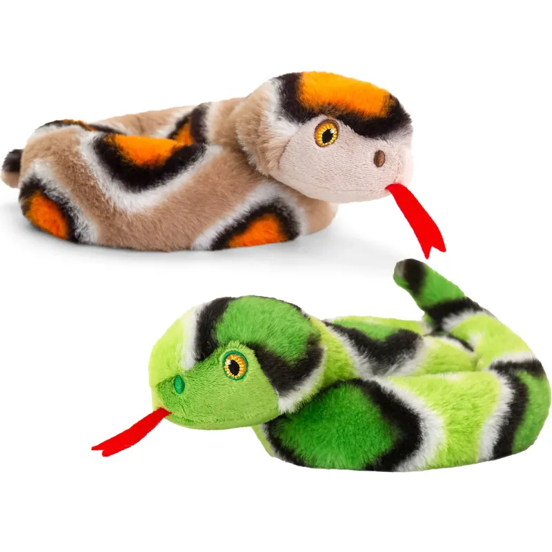 Bestel Nu Pluche slangen knuffel - bruin en groen - 65 cm - set van 2