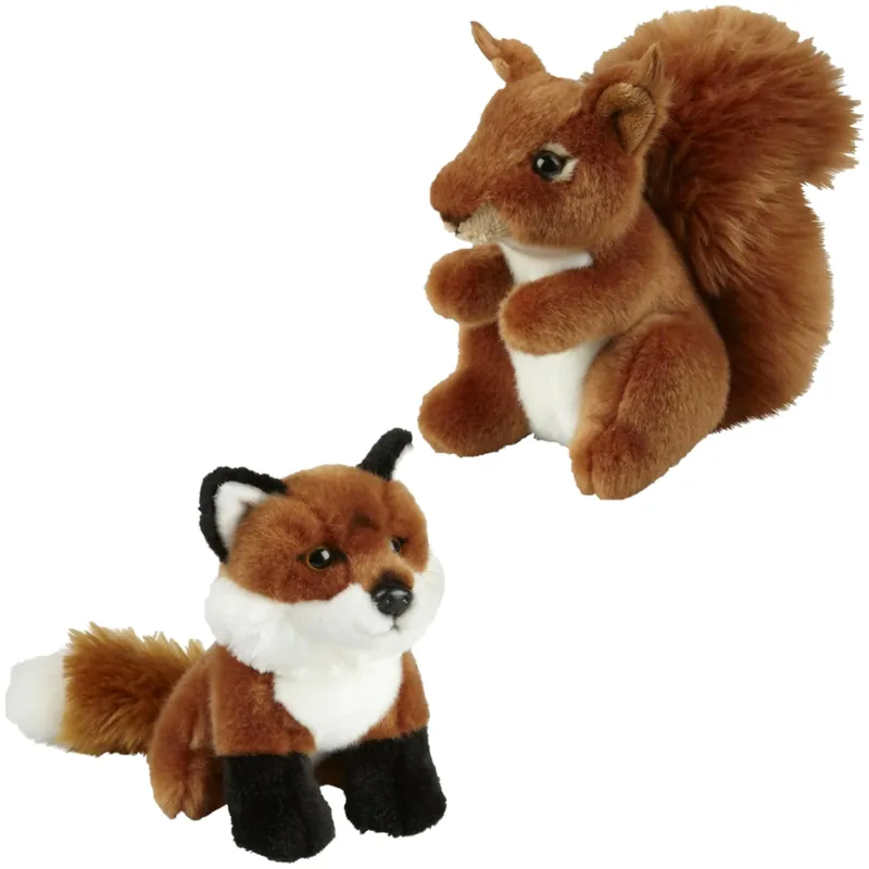 Knuffeldieren set vos en eekhoorn - pluche - 18 cm Seizoensaanbieding