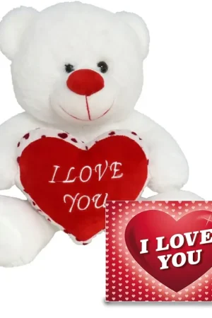 Exclusieve Aanbieding Valentijn knuffel beertje - pluche - 30 cm - met wenskaart