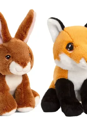 Pluche konijn en rode vos knuffels - bosdieren - 12 cm Koop Vandaag