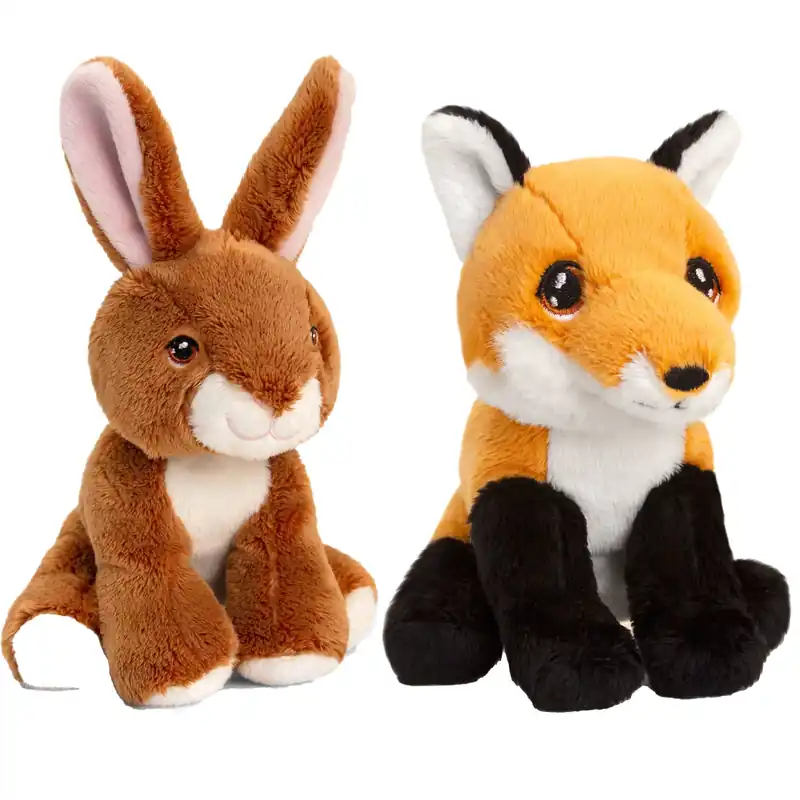 Pluche konijn en rode vos knuffels - bosdieren - 12 cm Koop Vandaag