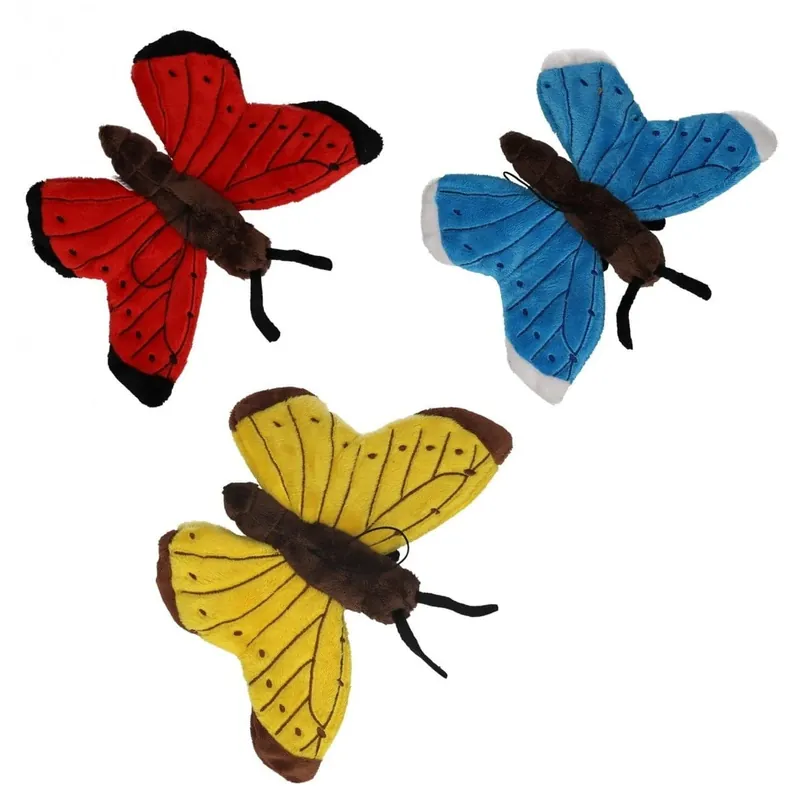Vlinder knuffels set van 3 - pluche - 21 cm - hanglus Direct Beschikbaar