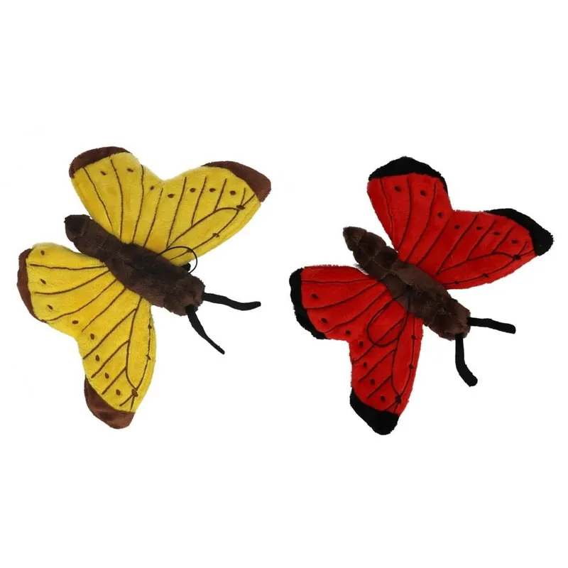 Set van 2 pluche vlinder knuffels - 21 cm - ophanglusje Koop Online