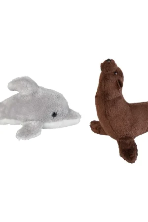 Zeedieren knuffels set - pluche - dolfijn en zeeleeuw - 15 cm Betaalbaar