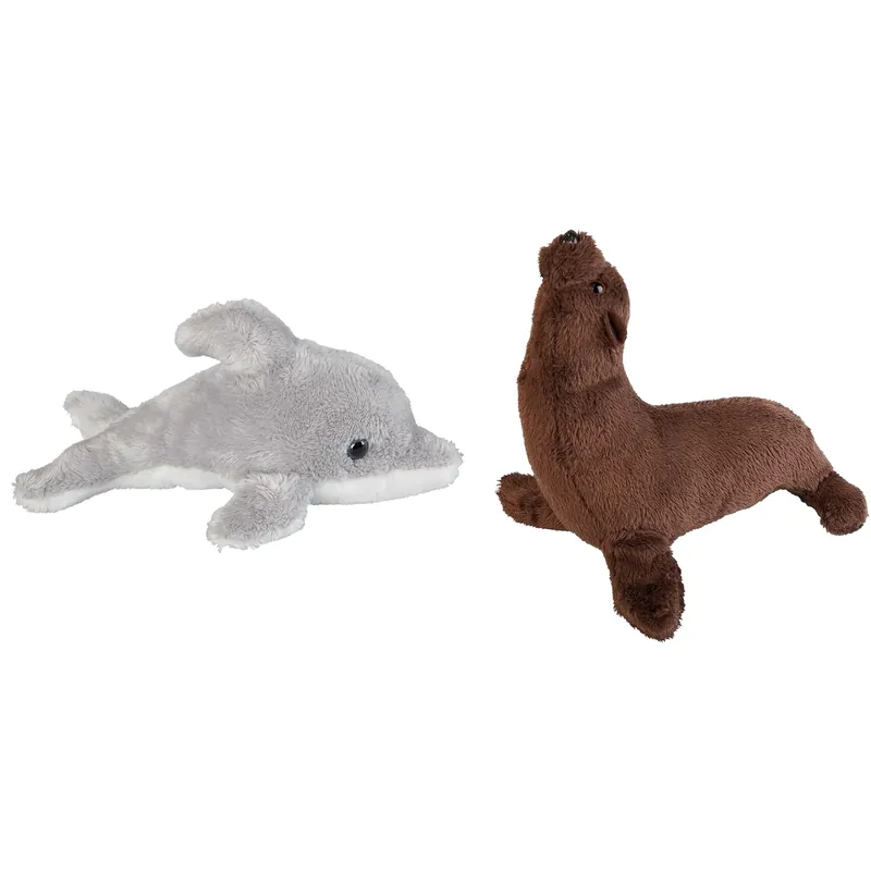Zeedieren knuffels set - pluche - dolfijn en zeeleeuw - 15 cm Betaalbaar