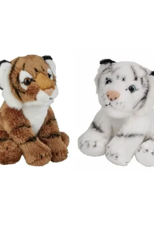Actieprijs Safari dieren pluche knuffels - tijgers - 2 stuks - 15 cm
