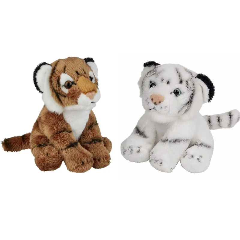 Actieprijs Safari dieren pluche knuffels - tijgers - 2 stuks - 15 cm