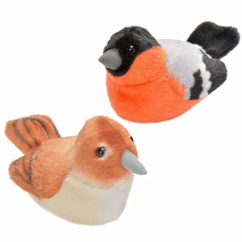 Set van 2 pluche vogel knuffels - 14 cm - met geluid Populair