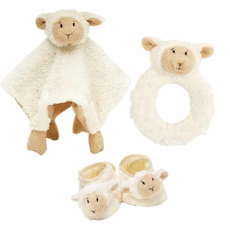 Rechtstreeks Van De Fabrikant Baby cadeau setje Lammy - rammelaar - slofjes - tuttel doekje