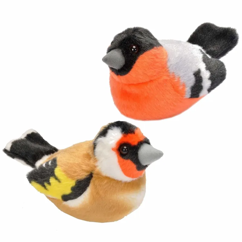 Beste Prijs Pluche vogels knuffels - set van 2 - 14 cm - met geluid