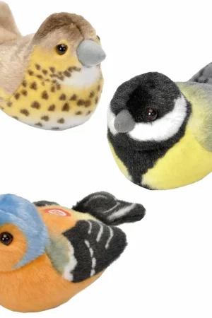 Aanbieding Set van 3 pluche vogel knuffels - 14 cm - met geluid