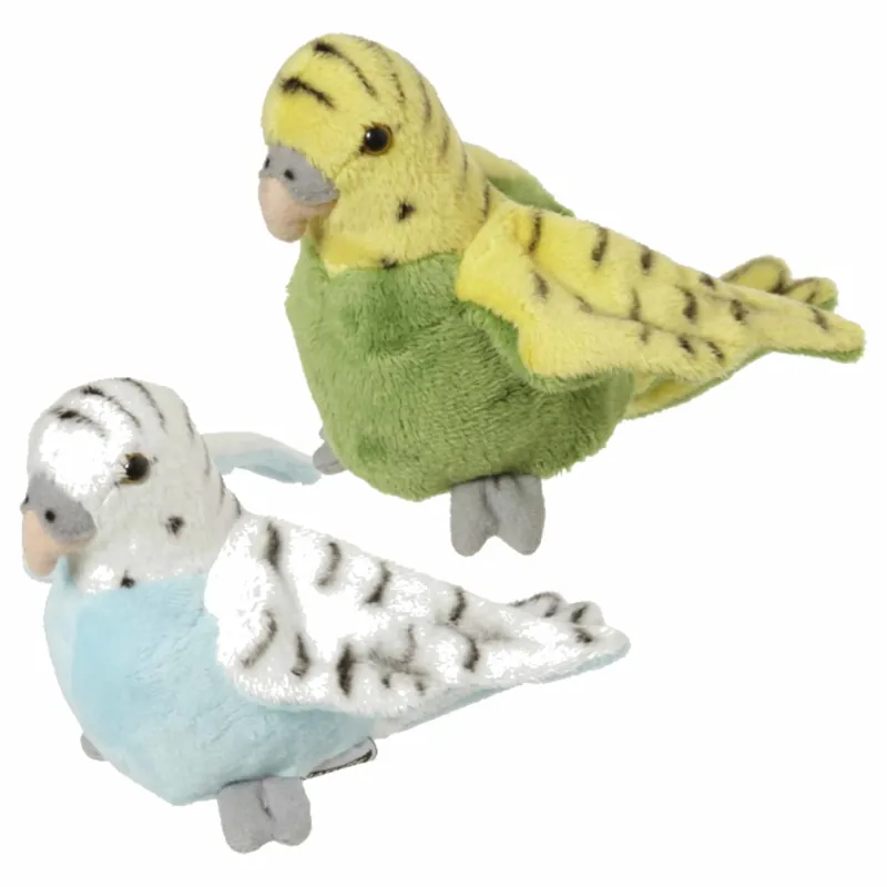 Merkproduct Nature Planet parkieten knuffels - pluche - 16 cm - groen en blauw