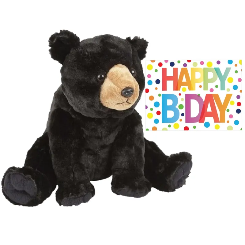 Pluche knuffelbeer - 30 cm - met Happy Birthday kaart Weekendaanbieding