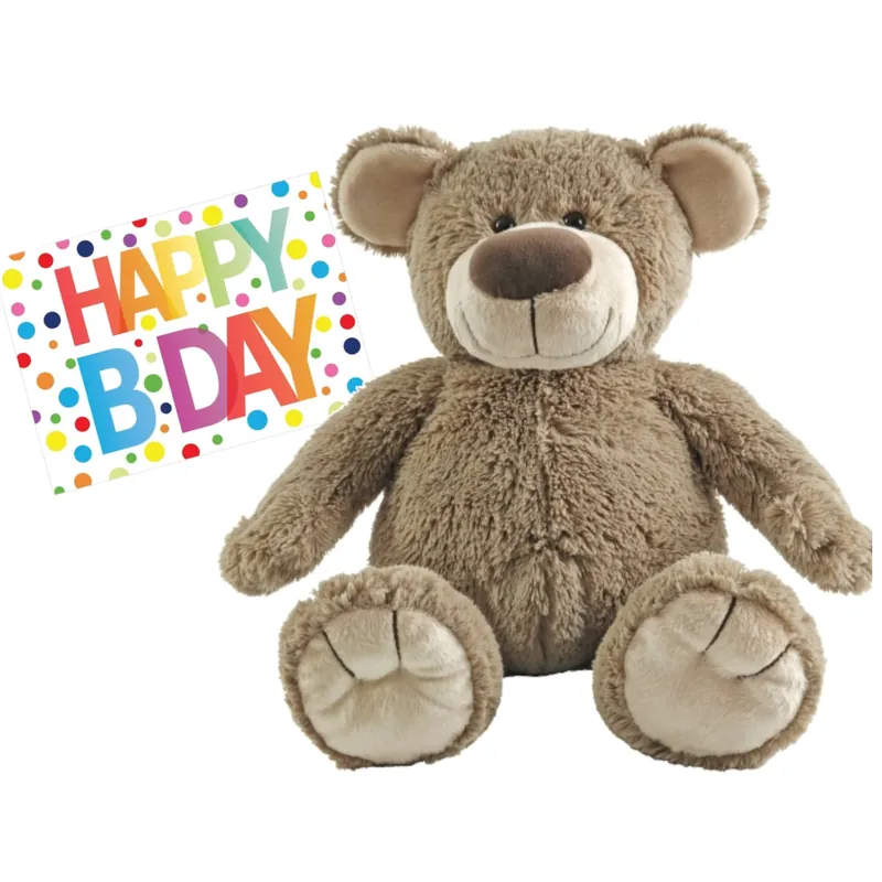 Snelle Levering Happy Horse knuffelbeer - pluche - 55 cm - met kaart