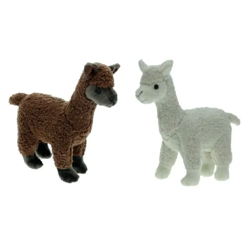Set van 2 alpaca knuffels - pluche - bruin en wit - 23 cm Koop Vandaag