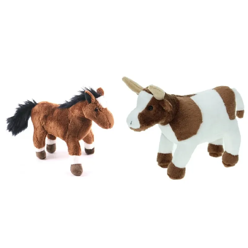 Hoge Kwaliteit Pluche boerderijdieren knuffelset - koe en paard - 22 cm
