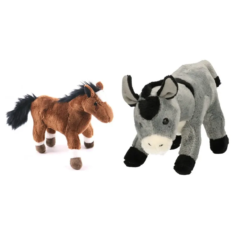 Pluche ezel en paard knuffel - boerderijdieren - 20 cm Weekendaanbieding