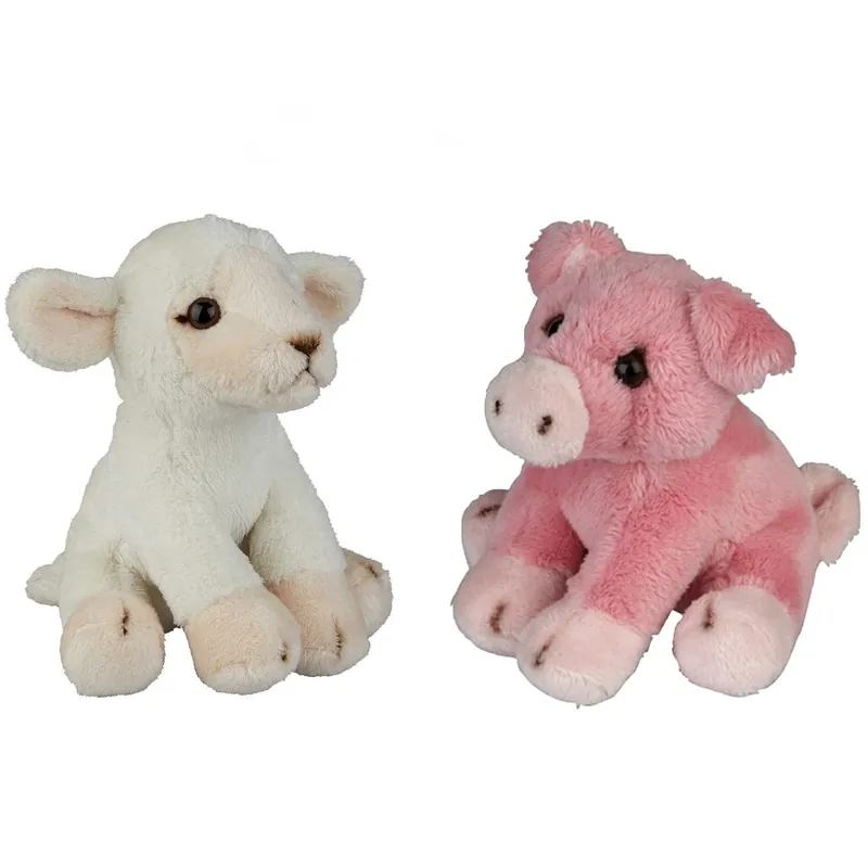 Express Levering Boerderij dieren knuffels - pluche - varken en schaap - 15 cm