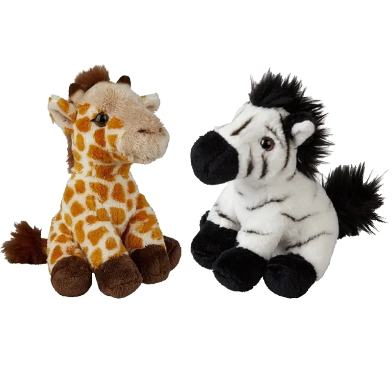 Ravensden safari knuffels - pluche - zebra & giraffe - 15 cm Dagaanbieding