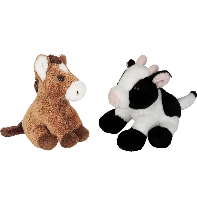 Koop Vandaag Boerderij dieren knuffels - pluche - paard en koe - 15 cm