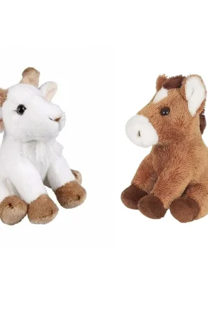 Boerderij dieren knuffels - pluche - geit en paard - 15 cm Lage Prijs