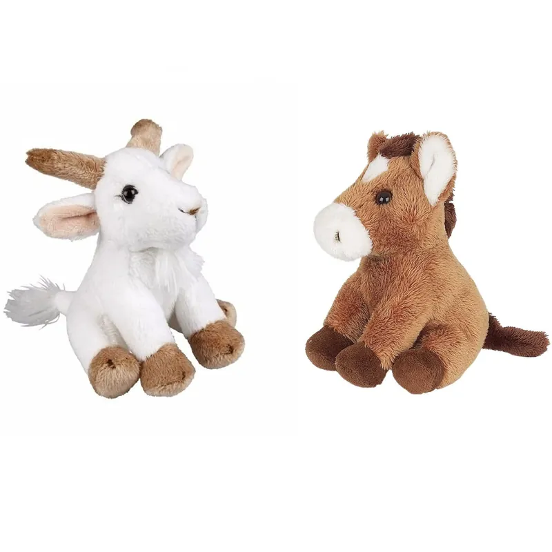 Boerderij dieren knuffels - pluche - geit en paard - 15 cm Lage Prijs